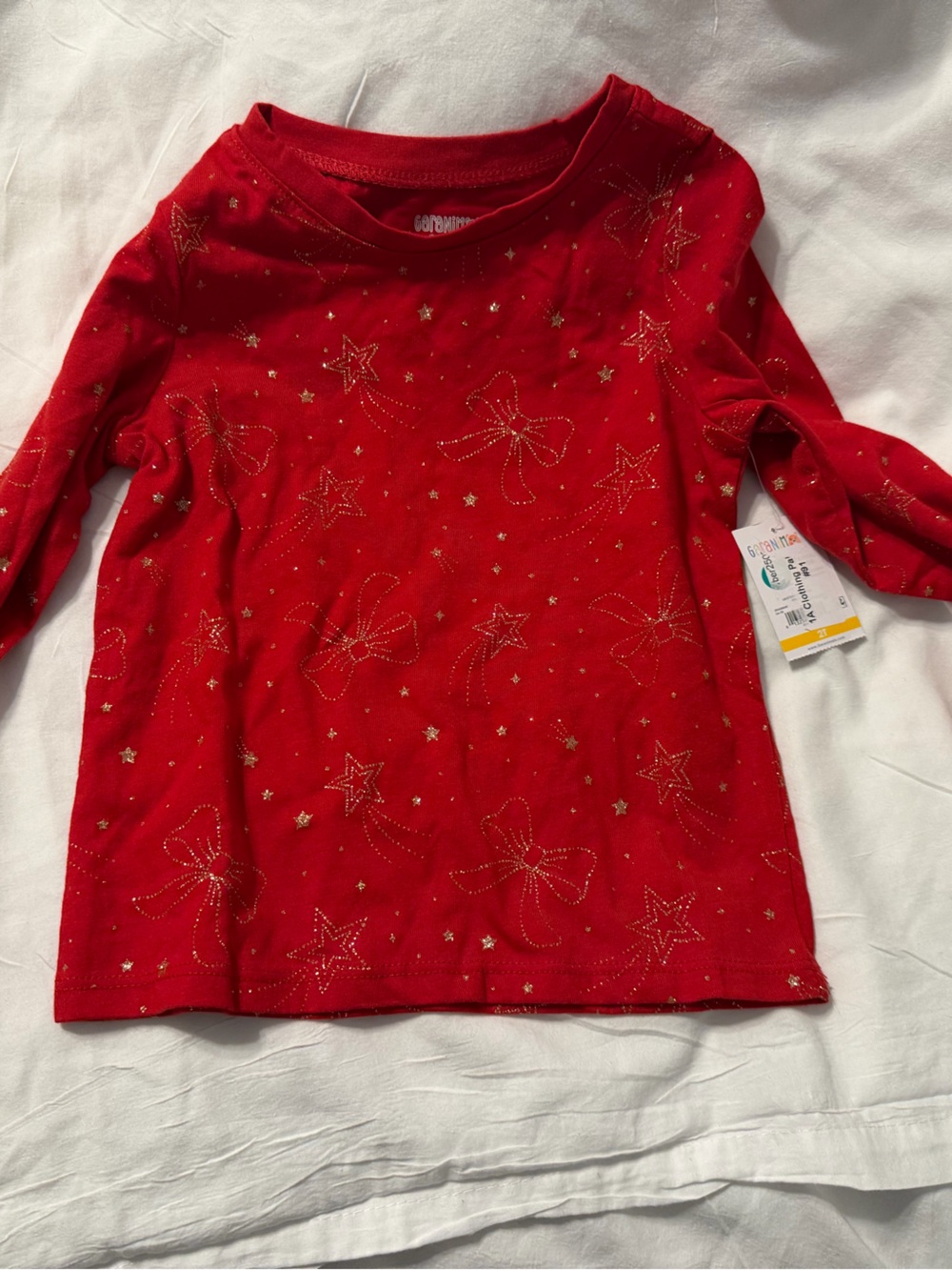Garanimals Red Long-Sleeve Top with Gold Star & Bow Accents